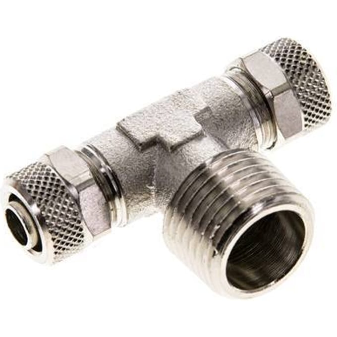 10x8 & R1/2'' Vernikkeld Messing T-Opsteekkoppeling Buitendraad