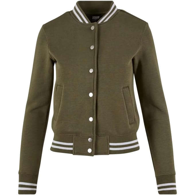 Urban Classics - Sweat College jacket - M - Olijfgroen/Olijfgroen