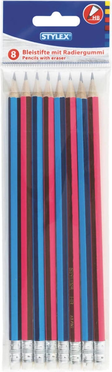 Stylex Potloden HB met gum pak a 8 stuks