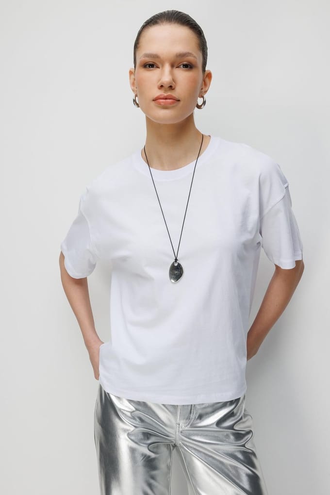 Oversized Geribbelde Crew Neck Twee-Delige T-Shirt Set