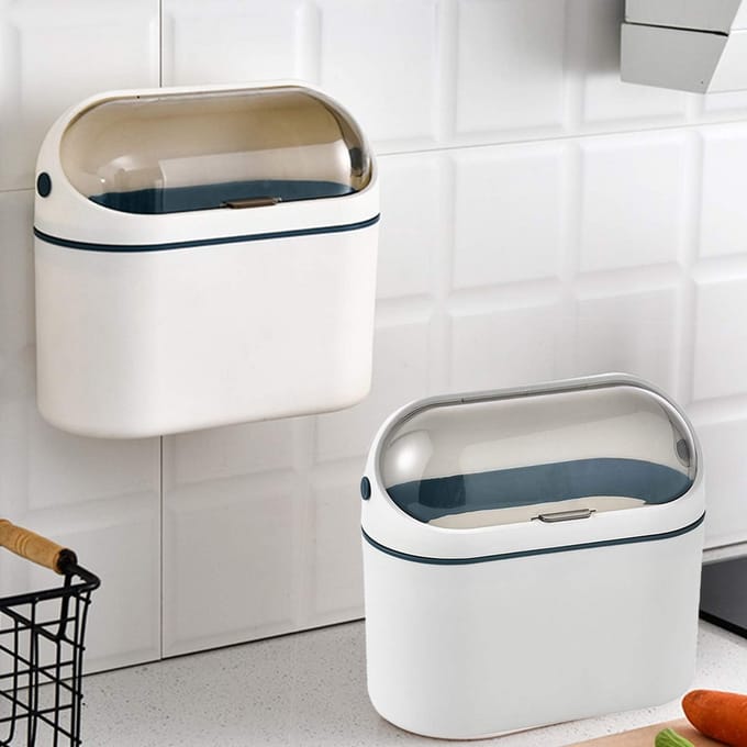 Mini Prullenbak voor Bureau met Deksel - Compact Afvalbakje voor Thuis en Kantoor