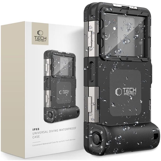 Tech-Protect Waterproof Case IPX8 Waterproof for Smartphones 4.7-6.7" - Black