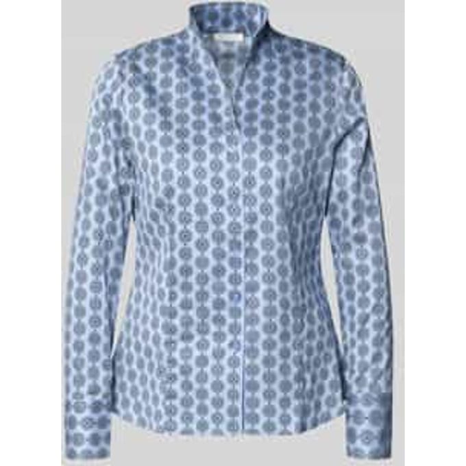 Slim fit blouse in all-over look met opstaande kraag