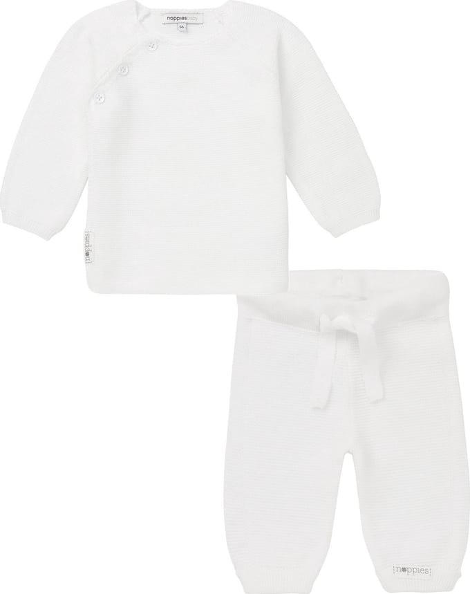Noppies - Kledingset - 2delig - Trui Pino - Broek Grover - Wit - Rib breisel - Maat 62