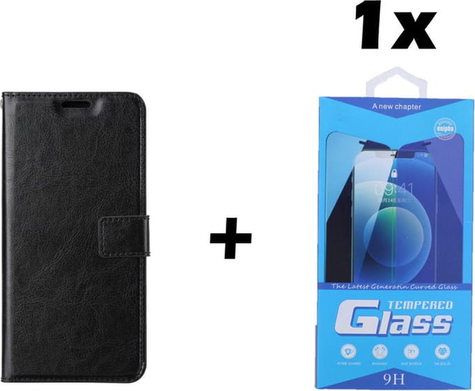iPhone 7 Plus / 8 Plus Telefoonhoesje - Bookcase - Ruimte voor 3 pasjes - Kunstleer - met 1x Tempered Screenprotector - SAFRANT1 - Zwart