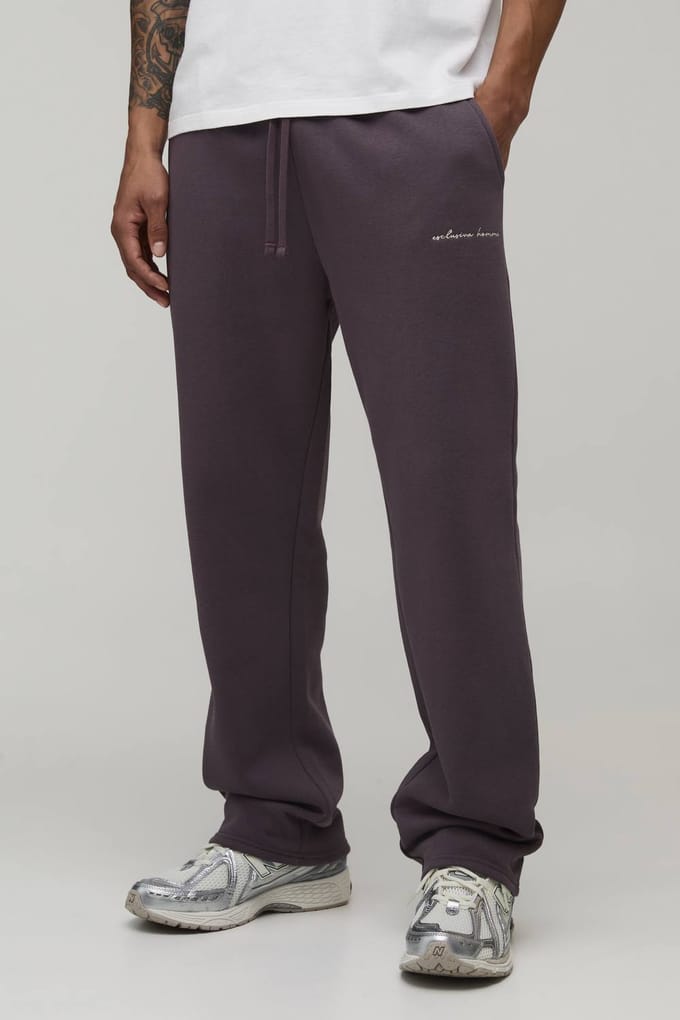Rechte Joggingbroek Met Borduursel | Mauve | Size Medium