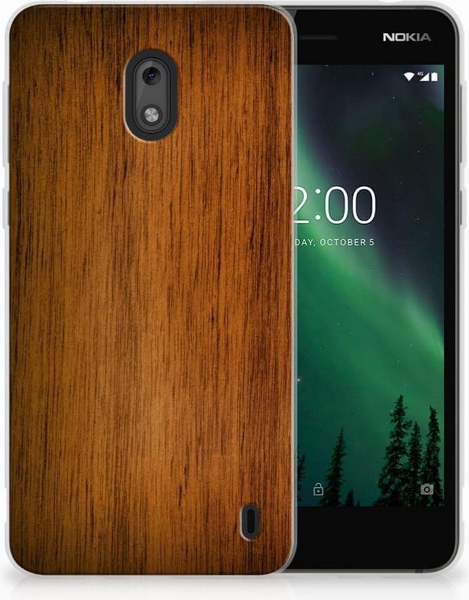 Nokia 2 Bumper Hoesje Donker Hout