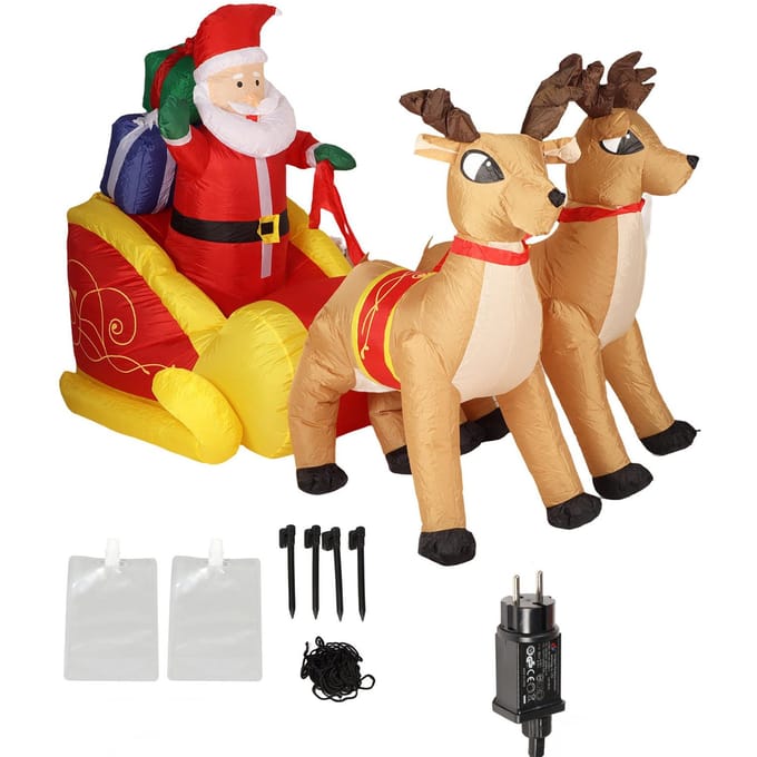 Opblaasbare Kerstmanslee Decoratie Polyester Lichtgevend met Krachtige Ventilator Kerstman en