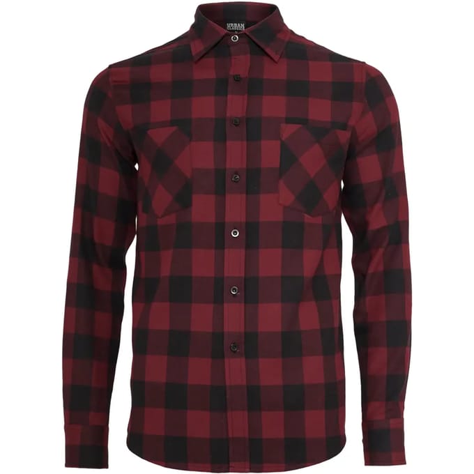 Urban Classics - Checked Flanell Overhemd - S - Zwart/Rood