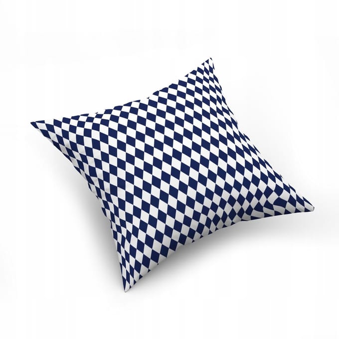 Katoenen Kussenhoes 40x40cm - Ruit Blauw