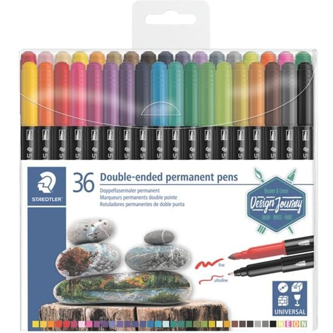 Viltstift Staedtler Design Journey permanent dubbele punt 36 kleuren