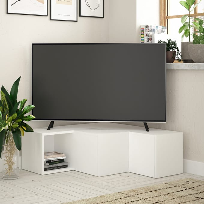 Compact TV-meubel | 100% MELAMINE | Wit - Emob - TV-meubel - Wit - Melamine