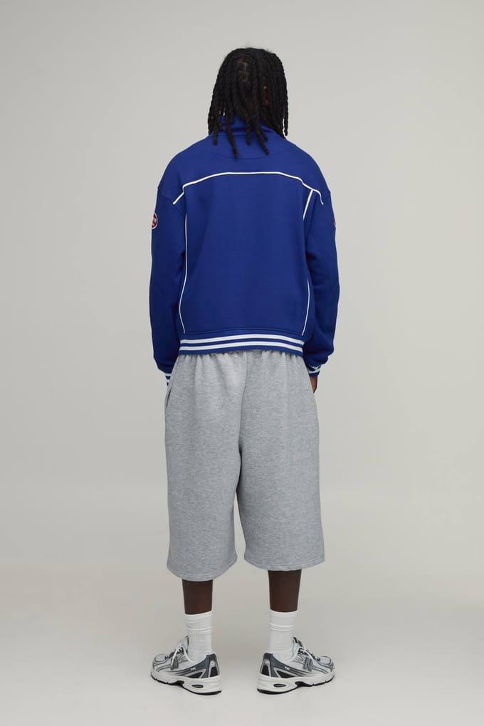 Boxy Fit Varsity Jack Met Opstaande Kraag En Contrastbies Homme | Cobalt | Size Medium