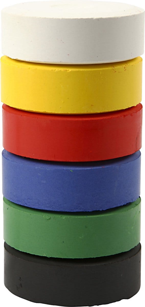 Waterverf, d: 57 mm, h: 19 mm, 6 stuks, primaire kleuren