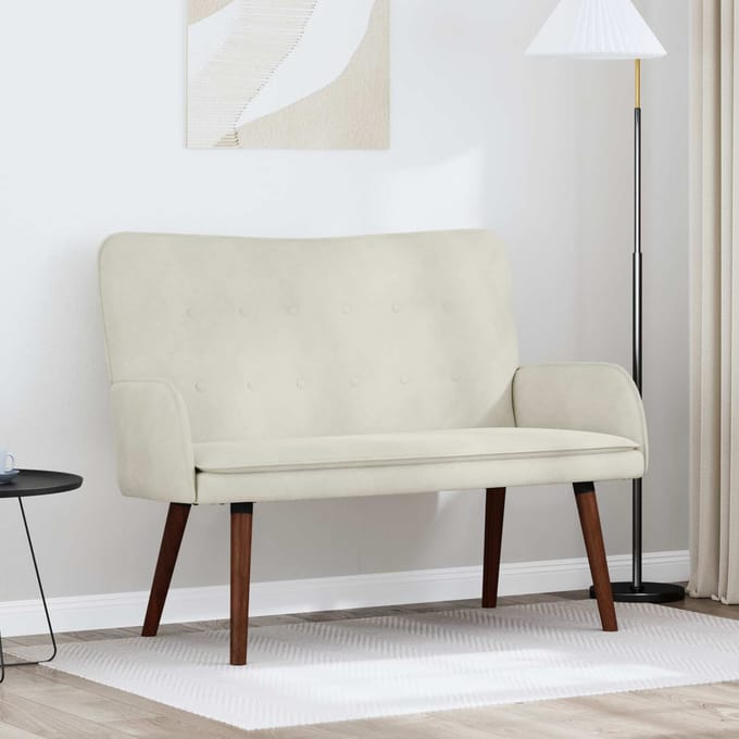 vidaXL - 2-Zits - Sofa - Crèmekleurig - 115 - x - 61 - x - 87 - cm - fluweel