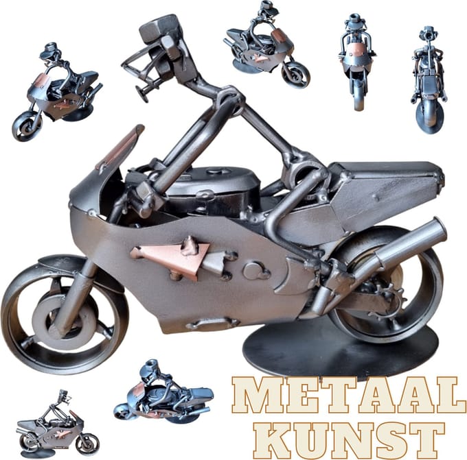 Motor-metaal kunst-metaal beeld-het best cadeau-uniek-verjaardag-sinterklas gift-kerst-geschenk