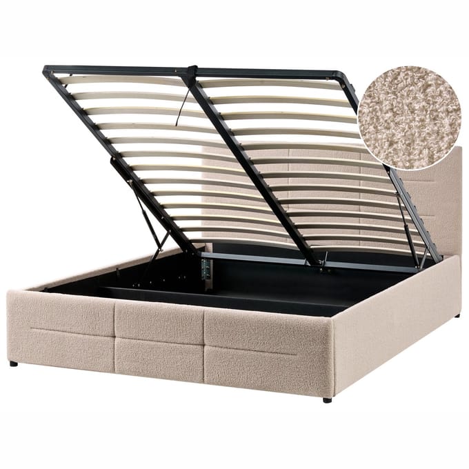 MASSOGNES - Bed met opbergruimte - Beige - 140 x 200 cm - Bouclé
