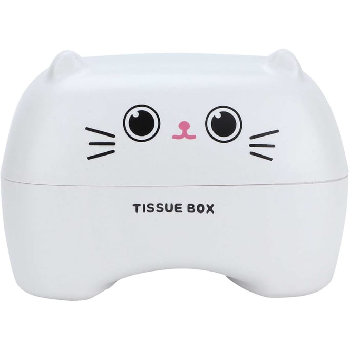 Tissuebox Schattige Cartoon Multifunctionele Servetten Pompdoos Toiletpapierhouder Opberg(Witte Kat ) wit