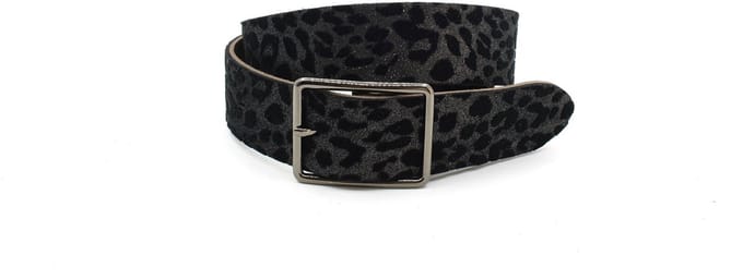 Dames riem met luipaard print fluweel - 4 cm breed - Leer - Jeans riem - Chique - Maat