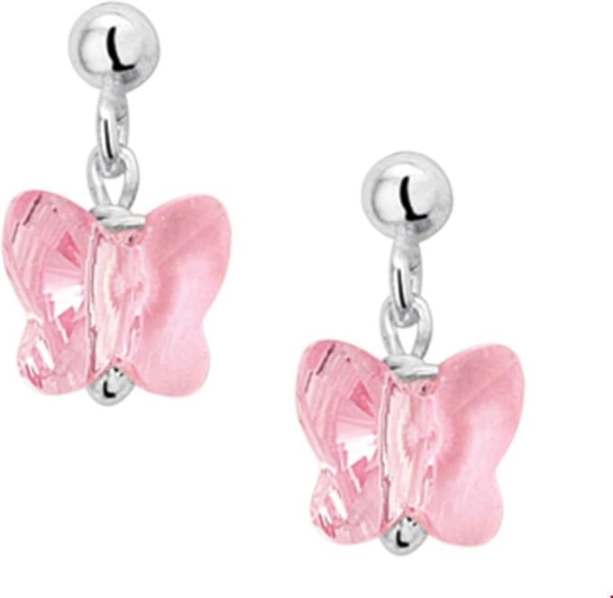 Zilver Gerhodineerd Oorhangers Vlinder Strass 1327404