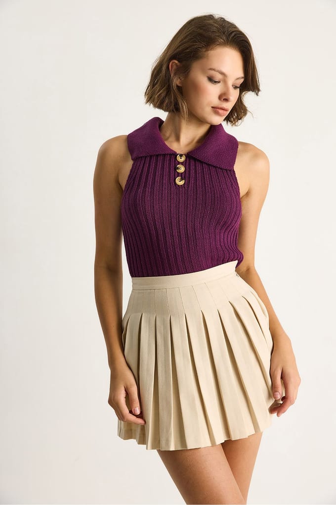 Gebreide Blouse met Knopensluiting