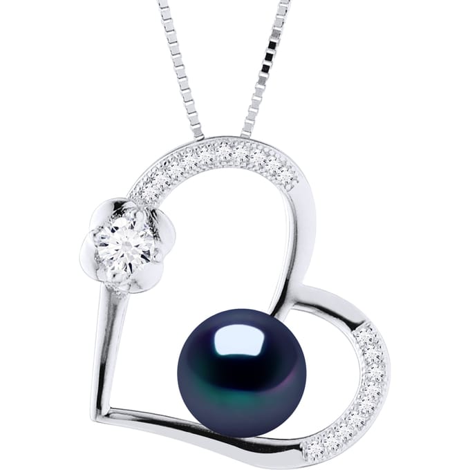 LIEFDE ketting zoetwaterparels 8-9mm Black 925