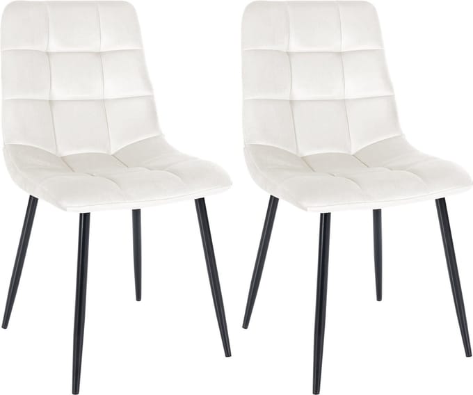 CLP Tilde Set van 2 eetkamerstoelen - Zonder armleuning - Industrieel - Fluweel/cremewit