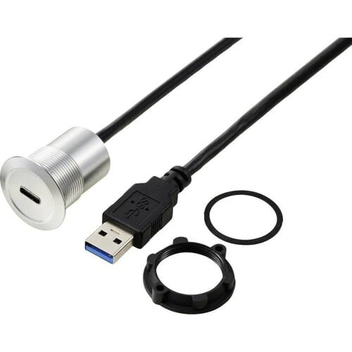 TRU COMPONENTS TC-13376308 USB-C (3.1) bus/USB-A (3.0) stekker 1 m kabel zilver 1 stuk(s)
