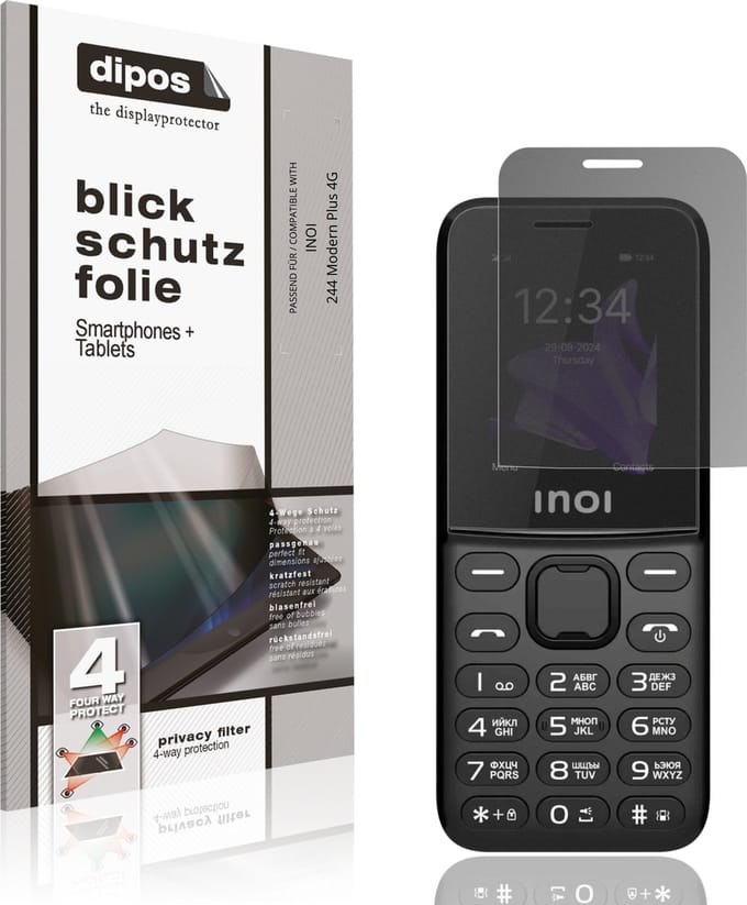 dipos – Matte Privacy Screenprotector geschikt voor INOI 244 Modern Plus 4G | Anti-Spy Beschermfolie