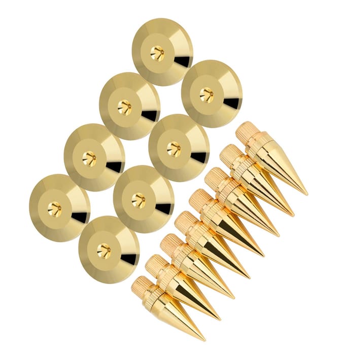 8 paar 6 x 36 mm koperen luidsprekerspikes, isolatiestandaard, voetmat