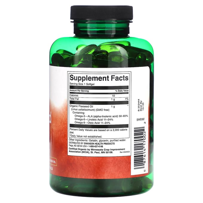 Lijnzaadolie, 1.000 mg, 200 Softgels