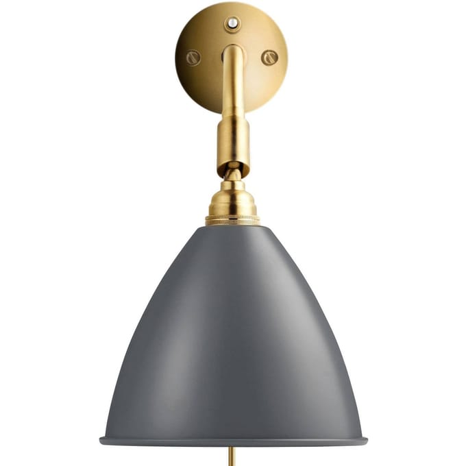 Gubi wandlamp Bestlite BL7, grijs/messing, Ø 16 cm, E14