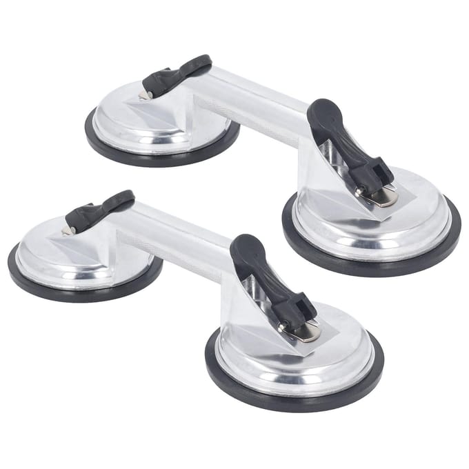 2 Stuks Dubbele Handgreep Zuignappen Plaat 100KG Draagvermogen Heavy Duty Aluminiumlegering Zuignappen black