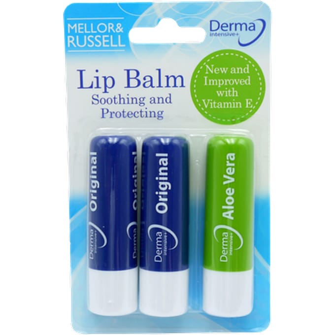 Derma Mellor & Russell Original & Aloe Vera Intensieve Lippenbalsem - 3 stuks