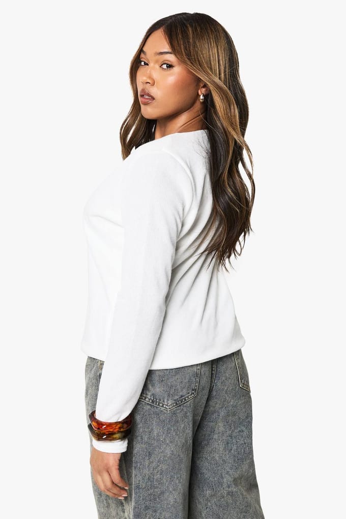boohoo Dames PLUS GEBREIDE CARDIGAN MET GOUDEN KNOPEN | Ecru | Maat: 50