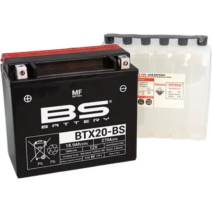 Fabrieksgeactiveerde motorfietsaccu BS Battery BTX20