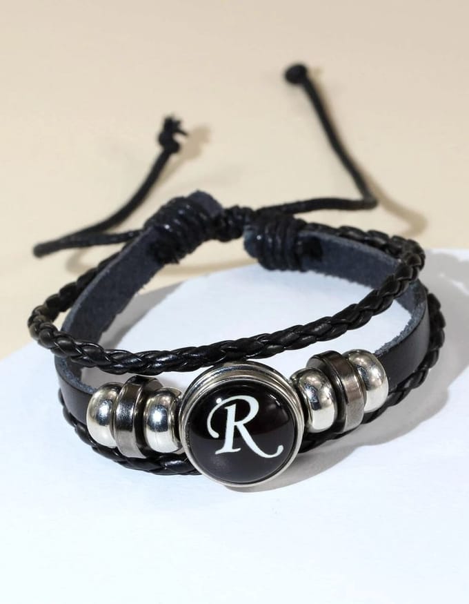Imitatie leren armband letter R
