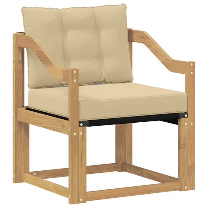 vidaXL - Buitensofa - Massief - Acacia - Hout - wit - en - beige