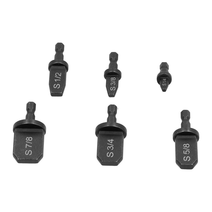 6 stuks Swaging Tool Boorbit Set Zeskant Driehoekige Schacht Handmatig Koperen Pijp Flensgereedschap HVAC