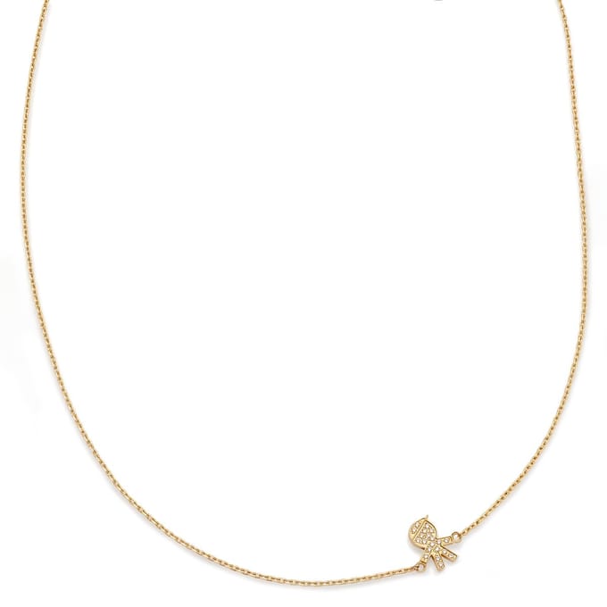 Mediterranean | 14K vergulde ketting met bedel met witte zirkonia