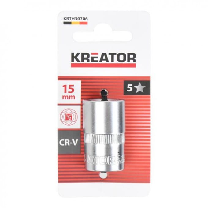 Kreator Dopsleutel KRTH30706 - 15 mm - Voor bouten en snoeren