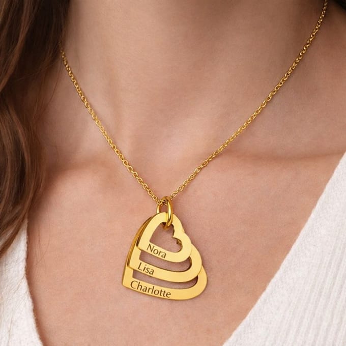 Ketting met 3 Hartjes Goud