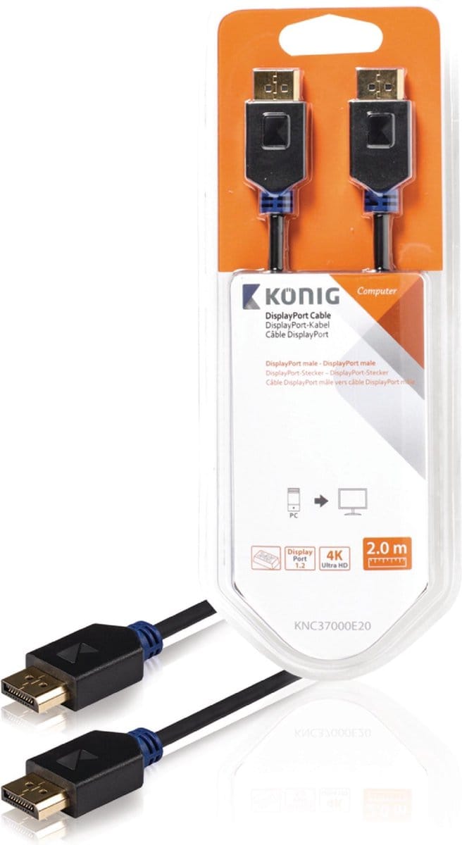 Konig DisplayPort - DisplayPort kabel - 2 meter - Handig