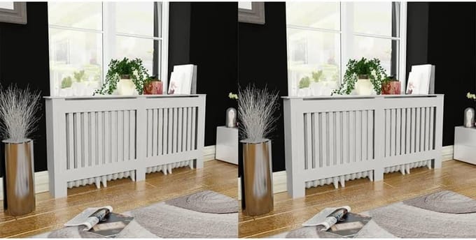 Radiatorbekleding - Verwarminghoes - Decoratieve Opbergruimte - Stijlvol Lamellendesign - 172 cm - Wit