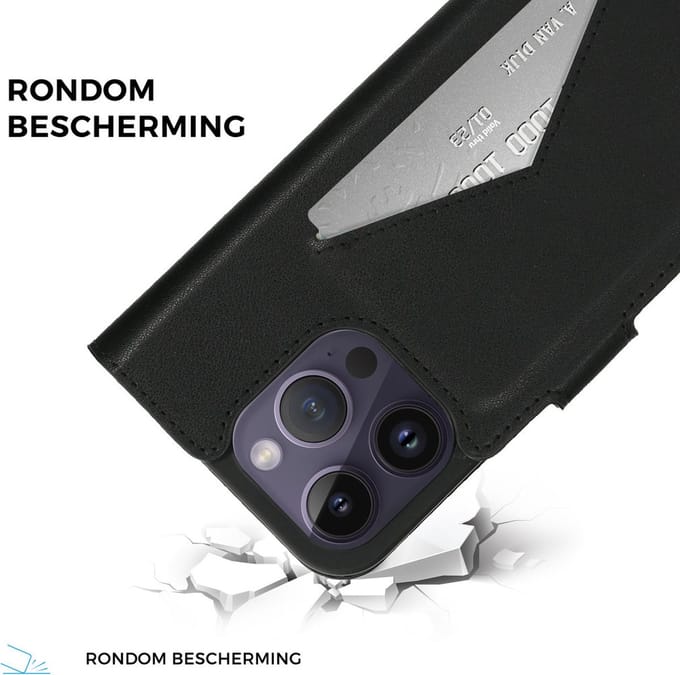 Mobiparts Classic Wallet hoesje geschikt voor Apple iPhone 14 Pro met 1 Screenprotector van Gehard Glas - Zwart