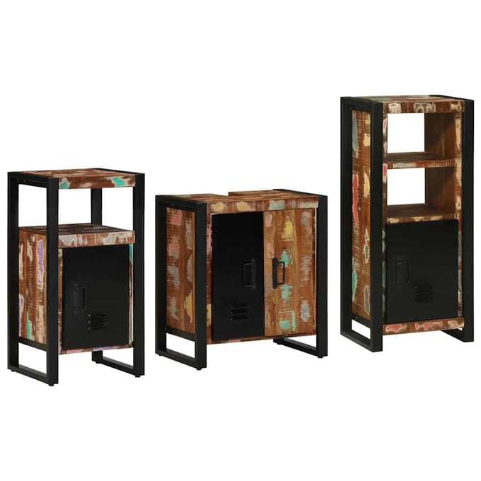 vidaXL Badkamermeubel Set met lade 3 pcs Massief Gerecycleerd Hout