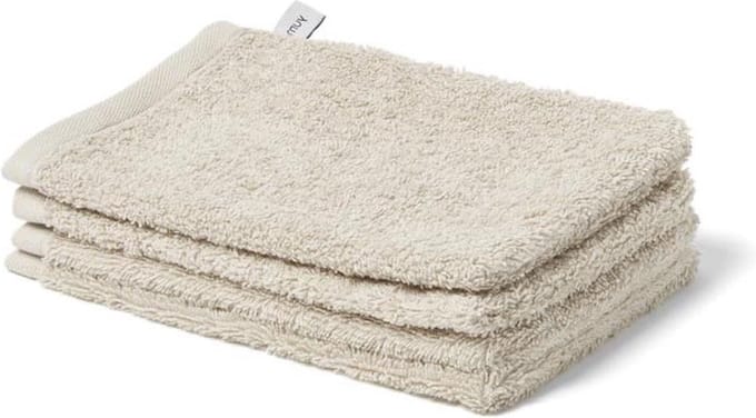Yumeko washandjes terry wit zand 15x22 - 4 st