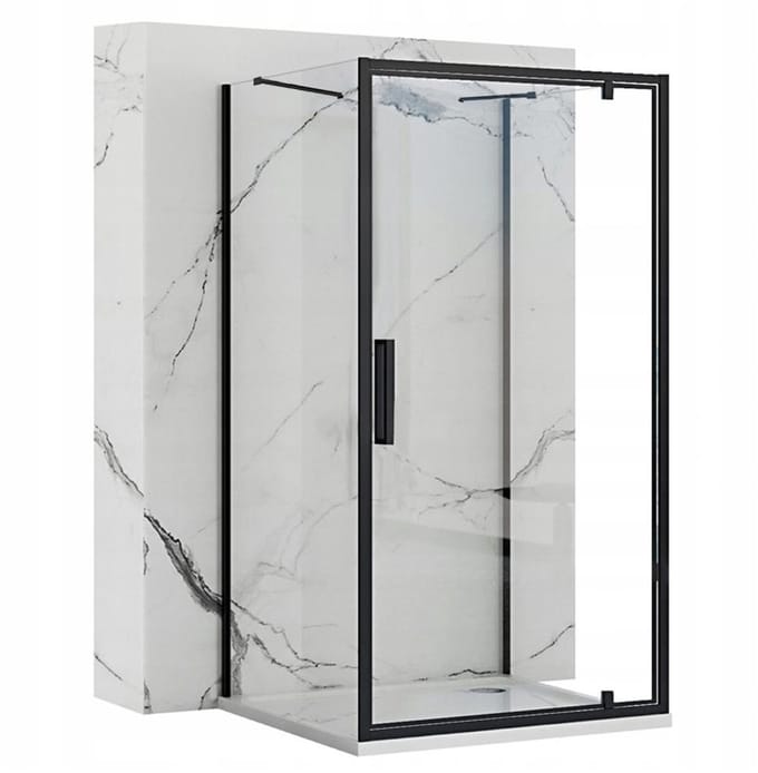 Rea Rapid Swing Black 80X80 - 195 cm - U-Douchecabine - Vierkant - Zwart
