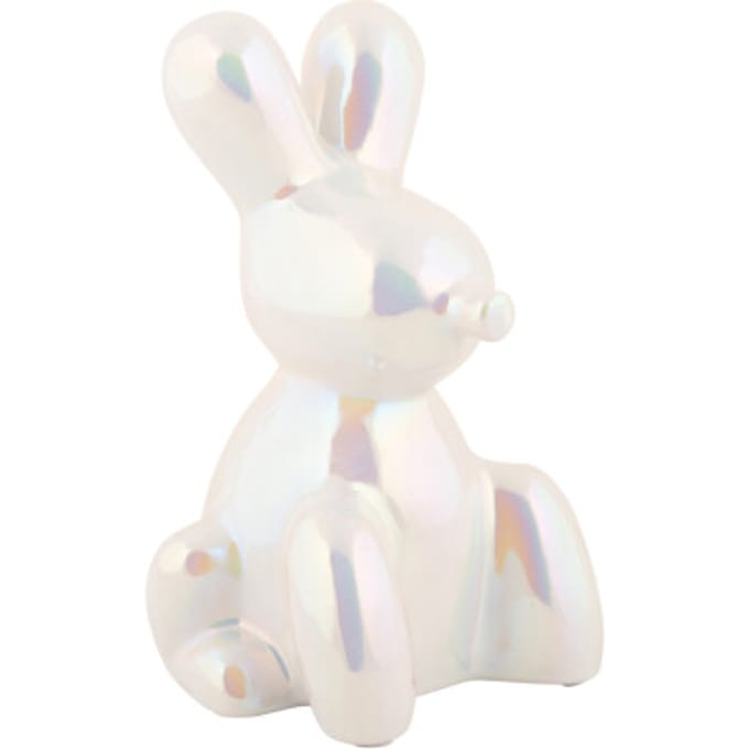 Present Time Ornament Balloon Bunny - Wit - 10x9x15cm - Scandinavisch - Keramiek
