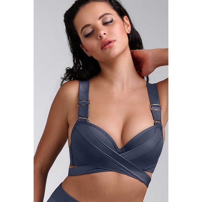 Marlies Dekkers Cache Coeur Steel Grey Push Up Bikini Top Größe: 75C | Bikinis Outlet | Damen | Grau